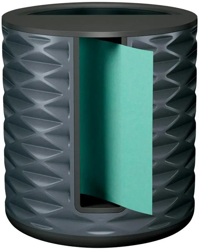 Alt view image 4 of 5 - Note Dispenser, Vertical Design, Pop-Up Notes, Black with Grey Geometric Pattern, 1 Aqua Splash 3 in x 3 in Super Sticky Note Pad (Pack of 6)