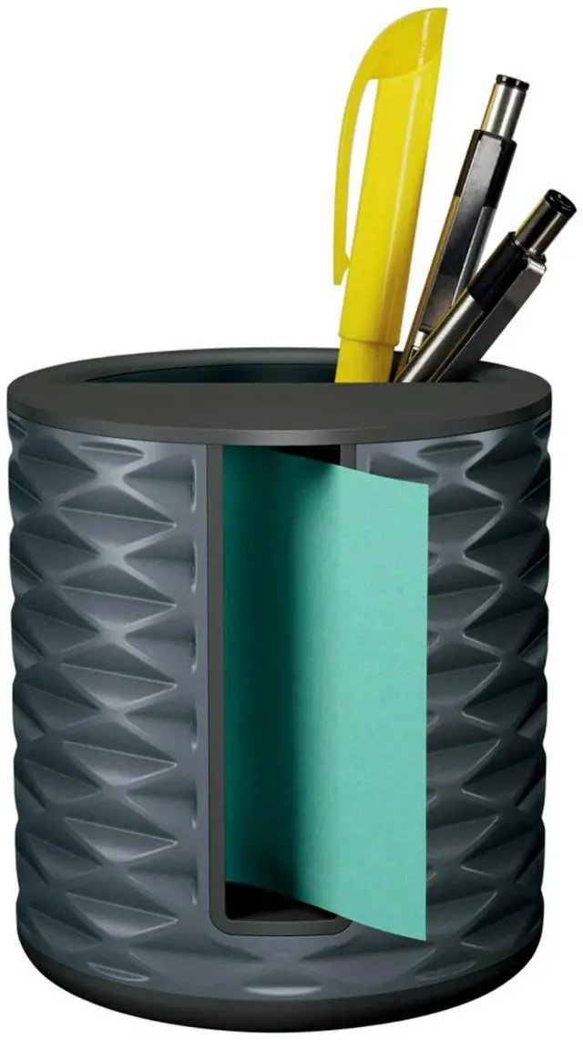 Alt view image 3 of 5 - Note Dispenser, Vertical Design, Pop-Up Notes, Black with Grey Geometric Pattern, 1 Aqua Splash 3 in x 3 in Super Sticky Note Pad (Pack of 6)