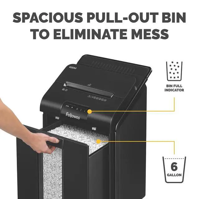 Alt view image 7 of 7 - AutoMax Micro-Cut 100M Commercial Office Auto Feed 2-in-1 Paper Shredder with 100-Sheet Capacity, Black