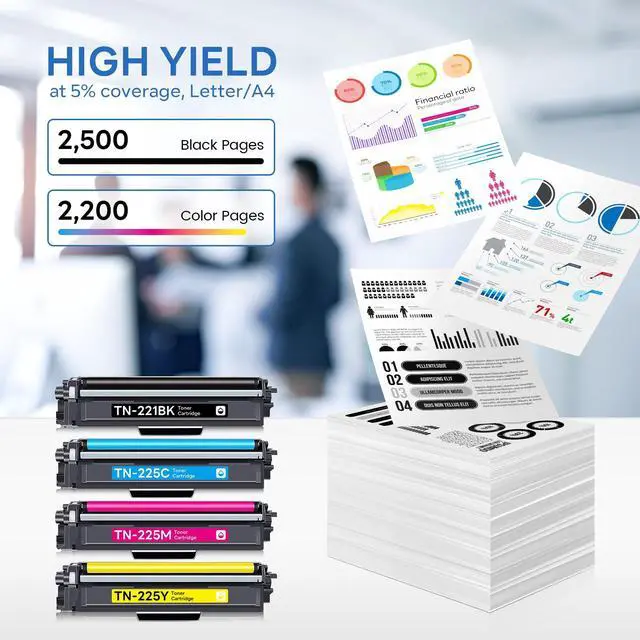 Alt view image 3 of 6 - TN221 TN-221 Toner Cartridges Compatible TN221 TN-221 Ink Cartridge Replacement for Brother TN-221 TN-221 Toner Cartridges MFC-9340CDW MFC-9330CDW HL-3170CDW Toner (4-Pack)
