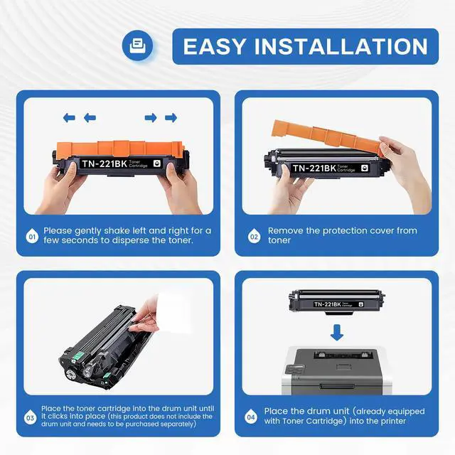 Alt view image 5 of 6 - TN221 TN-221 Toner Cartridges Compatible TN221 TN-221 Ink Cartridge Replacement for Brother TN-221 TN-221 Toner Cartridges MFC-9340CDW MFC-9330CDW HL-3170CDW Toner (4-Pack)