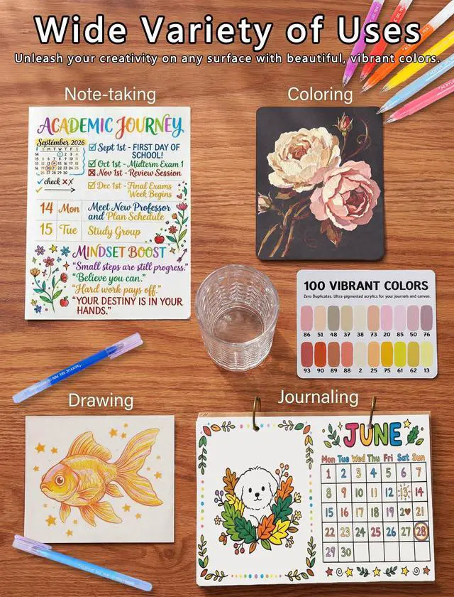 Alt view image 2 of 6 - ROSYMENG Acrylic Gel Pens 160 Colors, UltraSmooth 1.0mm Tip with LargeCapacity Ink Pens, MultiSurface Coloring Pens for Journaling, Adults Coloring Books, Rock Painting, School and Art Supplies