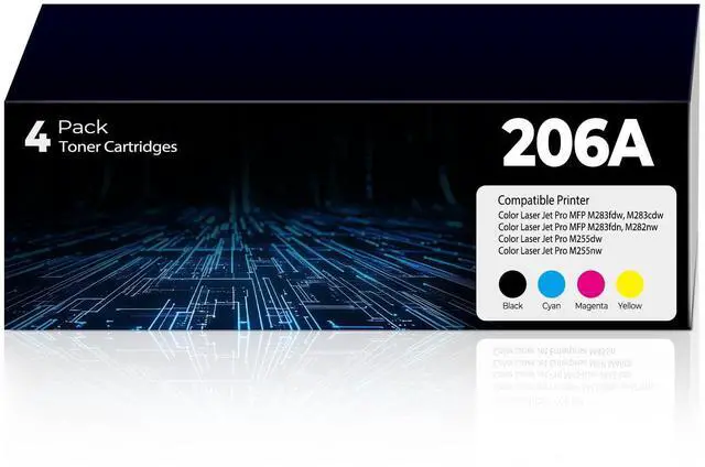 Main image of 206A Toner Cartridges 4 Pack M283fdw M283cdw for HP 206A 206X 206 HP206A HP206X Toner Cartridges, Laser Jet M283fdw Toner Cartridge, Color Laser Jet Pro MFP M255dw M283cdw M283fdn M255nw M282nw Ink