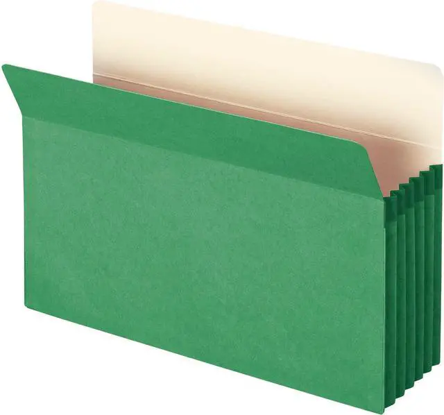 Main image of File Pocket 74236, Straight-Cut Tab, 5-1/4" Expansion, Legal Size, Green, 10 per Box (74236) | (Pack of 5)