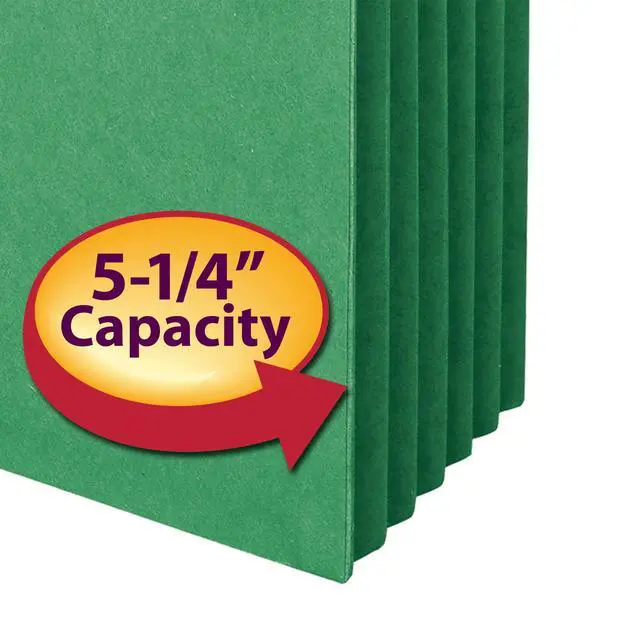 Alt view image 2 of 7 - File Pocket 74236, Straight-Cut Tab, 5-1/4" Expansion, Legal Size, Green, 10 per Box (74236) | (Pack of 5)