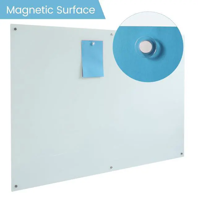 Alt view image 3 of 4 - Glass Whiteboard Magnetic Glass Dry Erase WhiteBoard 72"x48", Frosted Surface Glass White Board Wall Mounted for Office School Home