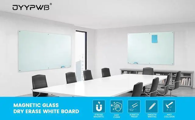Alt view image 4 of 4 - Glass Whiteboard Magnetic Glass Dry Erase WhiteBoard 72"x48", Frosted Surface Glass White Board Wall Mounted for Office School Home