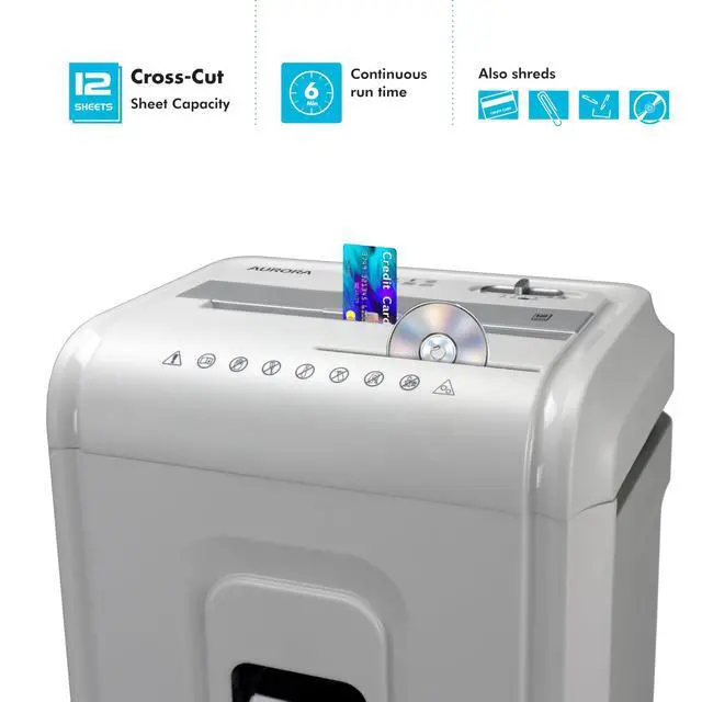 Alt view image 3 of 7 - Anti-Jam 12-Sheet Cross-Cut Paper/CD and Credit Card Shredder with 4 Gallon Pullout Basket/Security Level P-4