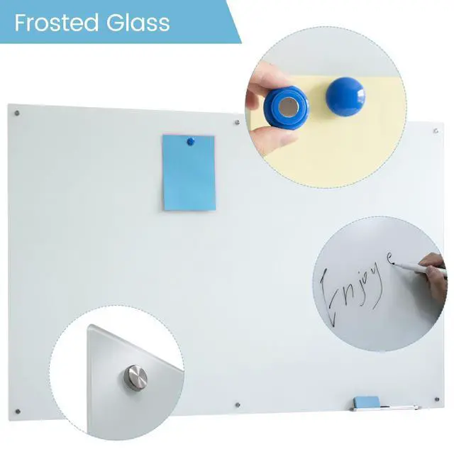 Alt view image 2 of 4 - Glass Whiteboard Magnetic Glass Dry Erase WhiteBoard 72"x48", Frosted Surface Glass White Board Wall Mounted for Office School Home