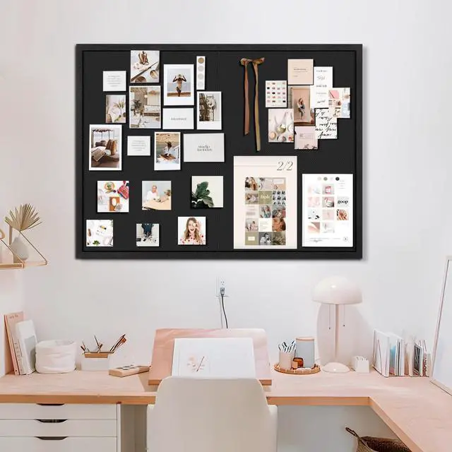 Alt view image 3 of 7 - Large Bulletin Board, Cork Boards for Walls with Frame, Pin Display Board Vision Board for Home School Office Decor(Black)