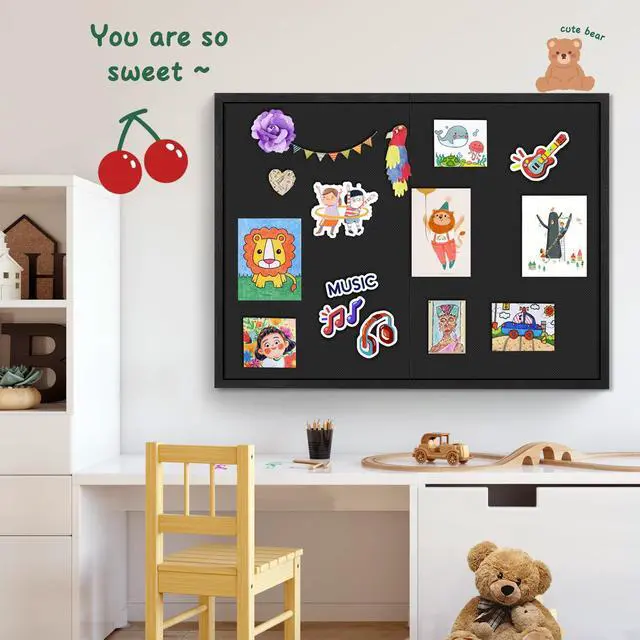 Alt view image 5 of 7 - Large Bulletin Board, Cork Boards for Walls with Frame, Pin Display Board Vision Board for Home School Office Decor(Black)