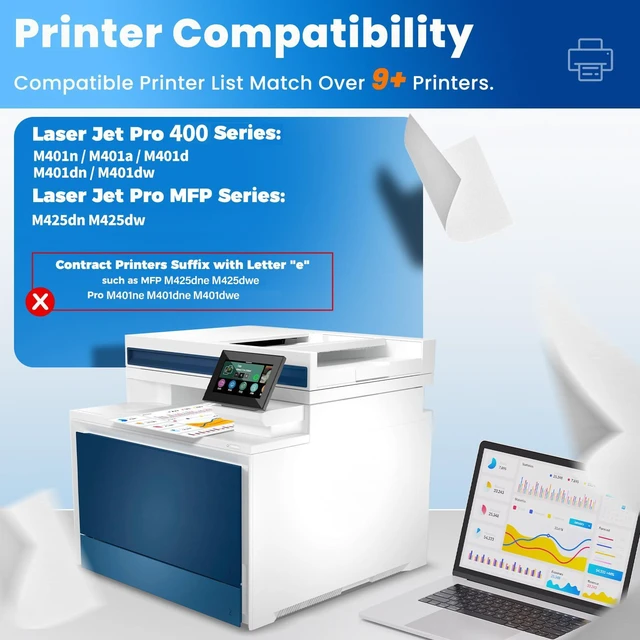 Alt view image 2 of 7 - 80A Toner Cartridge Laser Jet Pro 400 M401n M401dn M401dw (2 Pack) Compatible for HP 80A 80X CF280A CF280X Toner Cartridges Black for HP80A for HP Laser Jet Pro 400 M425dn M425dw M401a M401d