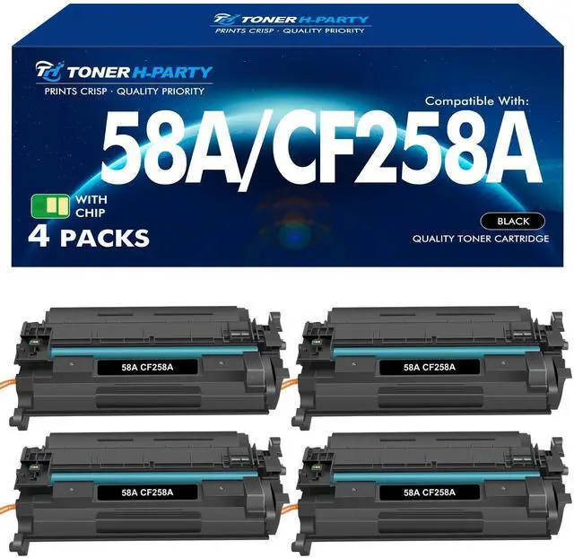Main image of CF258A 58A Toner Cartridge Black M428fdw M404n 58X CF258X with Chip 4 Pack | Replacement for HP 58A CF258A 58X CF258X for HP LaserJet Pro MFP M428fdn M428dw Pro M404n M404dn M404dw M404 Printer Ink