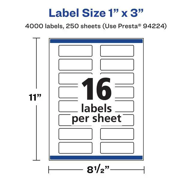 Alt view image 5 of 7 - ® Matte White Rectangle Labels, Sure Feed® Technology, 1" x 3", 4,000 Matte White Printable Labels