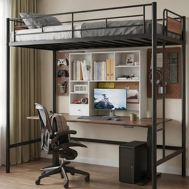 Alt view image 2 of 7 - Desk Hutch Dorm with Cork Board, Shelves and Drawer | Desktop Bookshelf for College Dorm, Student Bedroom, White