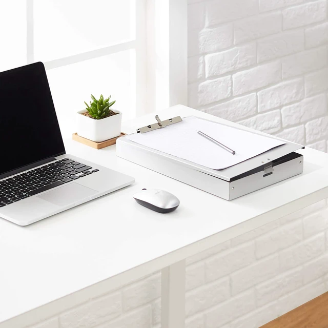 Alt view image 7 of 7 - Aluminum Storage Clipboard - 14" x 9", Two-Tier, Standard Clip, 8-Pack, Silver