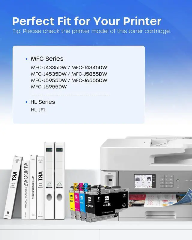 Alt view image 2 of 7 - LC406 Ink Cartridges Compatible for Brother LC406 LC406XL LC 406XL | Work for Brother MFC-J4335DW MFC-J5855DW MFC-J4535DW MFC-J6555DW MFC-J6955DW Printer (10 Pack, 4 BK, 2 C, 2 M, 2 Y)