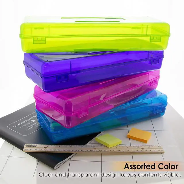 Alt view image 2 of 7 - Bright Color Ruler-Length Pencil Box, 12-Case | 13 3/8 x 5 3/8 x 2 1/2 in, snap-latch lid for long supplies