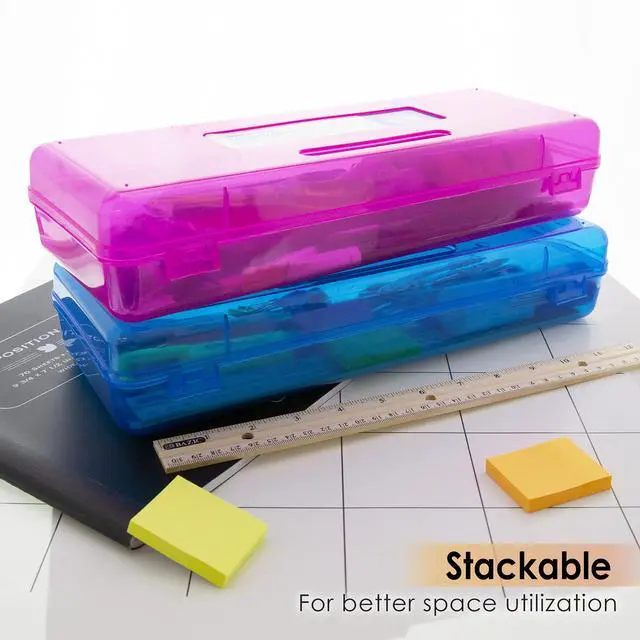Alt view image 4 of 7 - Bright Color Ruler-Length Pencil Box, 12-Case | 13 3/8 x 5 3/8 x 2 1/2 in, snap-latch lid for long supplies