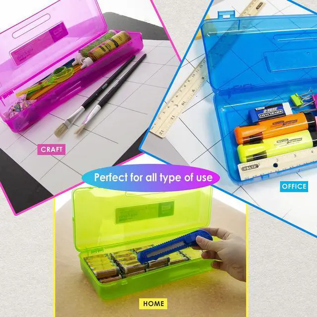 Alt view image 6 of 7 - Bright Color Ruler-Length Pencil Box, 12-Case | 13 3/8 x 5 3/8 x 2 1/2 in, snap-latch lid for long supplies