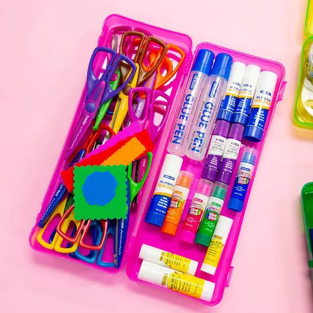 Alt view image 7 of 7 - Bright Color Ruler-Length Pencil Box, 12-Case | 13 3/8 x 5 3/8 x 2 1/2 in, snap-latch lid for long supplies