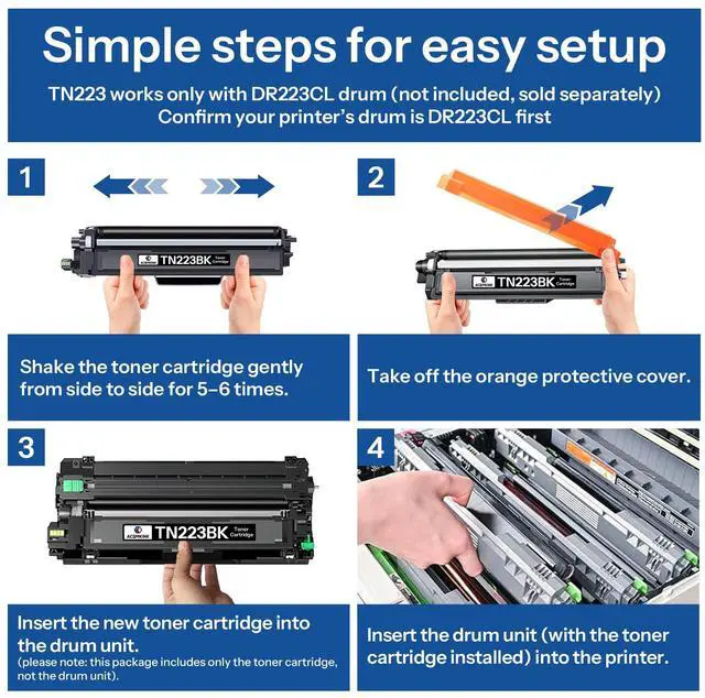 Alt view image 4 of 6 - TN223 TN-223BK/C/M/Y Toner Cartridge Compatible TN-223 TN 223 Replacement for Brother TN223BK/C/M/Y TN2234PK HL-L3270CDW MFC-L3770CDW HL-L3290CDW (1Black/1Cyan/ 1Magenta/1Yellow)