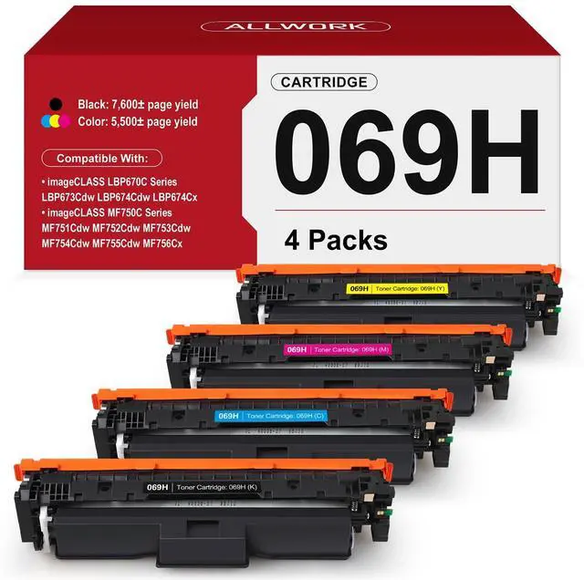 Main image of 069H Toner Cartridge 4 Pack Replacement for Canon 069H 069 High Yield | Compatible for Canon Color ImageCLASS LBP674C MF750C Series MF753Cdw MF751Cdw LBP674Cdw Printer