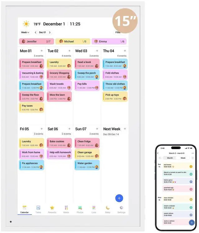 Main image of Digital Calendar 15.6" Chore Chart 1080P Full HD Interactive Touchscreen, Smart Family Planner, Hearth Display Digital Wall & Desk Mountable for Seamless Scheduling