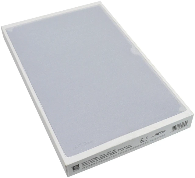 Alt view image 2 of 2 - Deluxe Super Heavyweight Non-Glare Vinyl Project Folders, Legal Size, Clear, 50 per Box (62139) (Pack of 3)