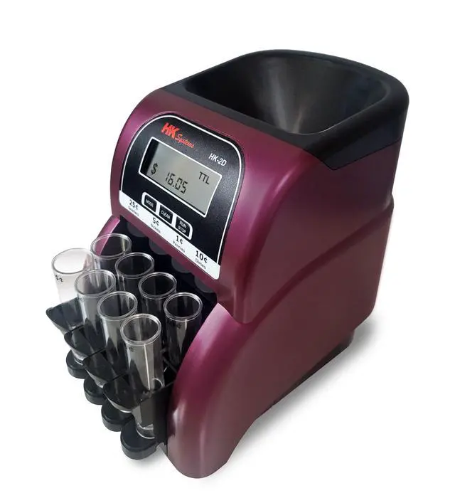 Alt view image 4 of 5 - HK-2D, Digital USD Coin Counter and Sorter with LCD Display, Sorts 260 Coins Per Minute into Coin Wrappers, 2 Row Coin Wrapper Tubes Included