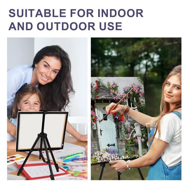 Alt view image 7 of 7 - 10 Pack Painting Display Easel Stand Portable Adjustable Metal Tripod Artist Canvases Height from20to66Inch Extra Sturdy forTable-Top/Floor Painting, Drawingand Displaying,Black with10StorageBag