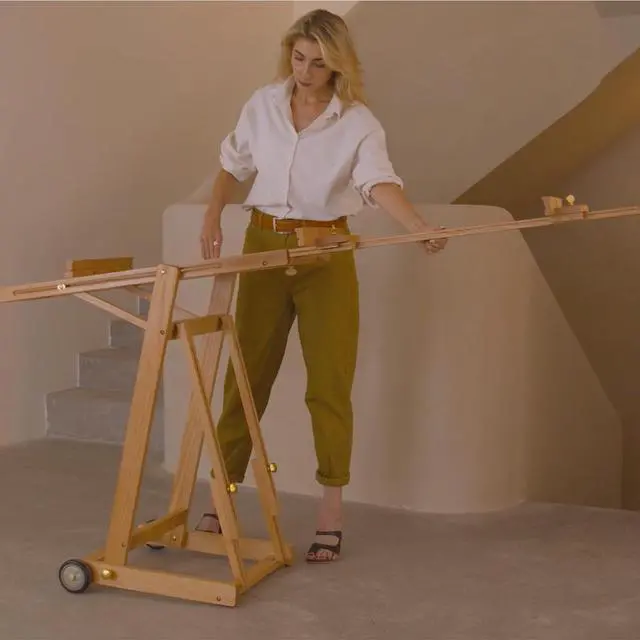 Alt view image 7 of 7 - Artist Easel for Painting: Solid Beech Wood Art Easel Stand with Upgrade Hardware-H Frame Hold 2 Canvases up to 78"- Floor Painting Easel for Adults with Wheels