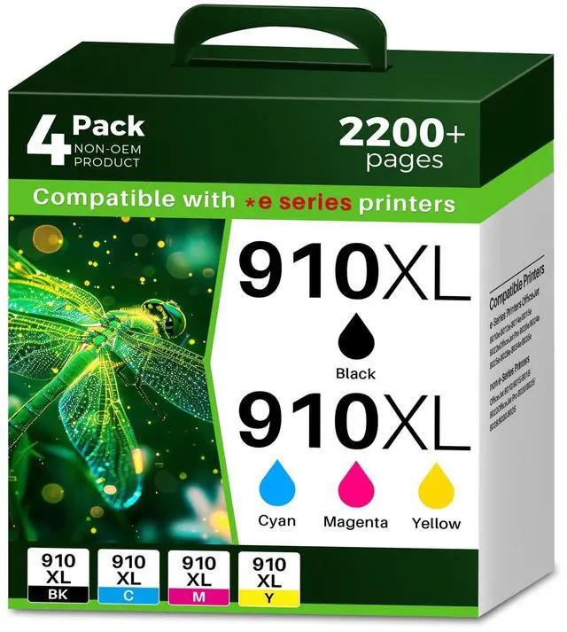 Main image of 910XL Ink Cartridge Combo Pack Replacement for HP OfficeJet 8015e | Compatible with HP OfficeJet 8015e 8022e Pro 8025e 8028e 8035e; Smart Chip, Rich Vivid Color for Photos & Files4 Pack