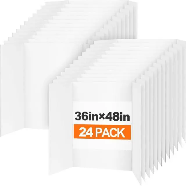 Main image of TUXITA Trifold Poster Board,24 Pack 36" x 48" Large White Corrugated Poster Boards,Science Fair Display Boards,Project Boards Perfect for School Projects, Event Displays and Business Presentations