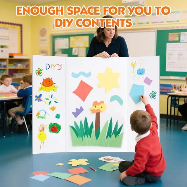Alt view image 6 of 7 - TUXITA Trifold Poster Board,24 Pack 36" x 48" Large White Corrugated Poster Boards,Science Fair Display Boards,Project Boards Perfect for School Projects, Event Displays and Business Presentations