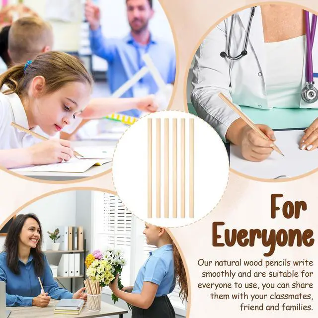 Alt view image 5 of 7 - 1000 Pieces Wooden Hexagonal HB Pencils Bulk Without Erasers