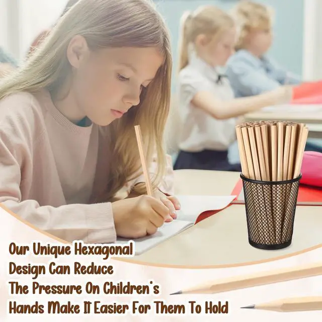 Alt view image 4 of 7 - 1000 Pieces Wooden Hexagonal HB Pencils Bulk Without Erasers