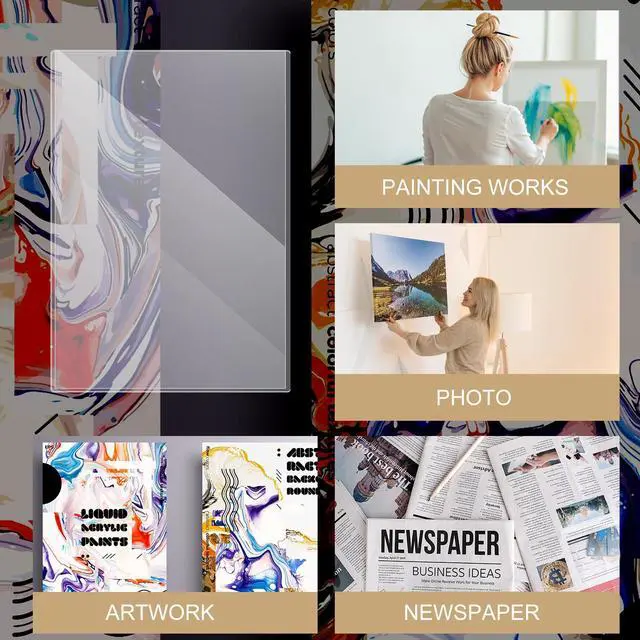Alt view image 5 of 6 - 12 Pcs Poster Protector Sleeves 22 x 28 Inch, Clear Plastic Poster Sleeves Frame, Waterproof Rigid Print Sheet Protectors for Art Portfolio Storage, Wall Display, Magazines, Photos, Papers