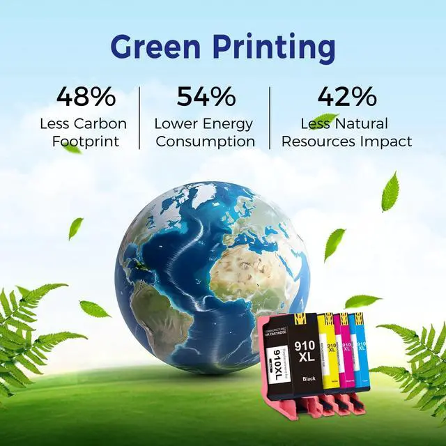 Alt view image 7 of 7 - 910XL Replacement for HP 910XL Ink Cartridges for HP Printers HP910 HP910XL 910 Ink Work for Office Jet Pro 8010 8010e 8015e 8020 8020e 8022e 8025 8025e 8028e 8030 8035e Black and Color - 4 Pack