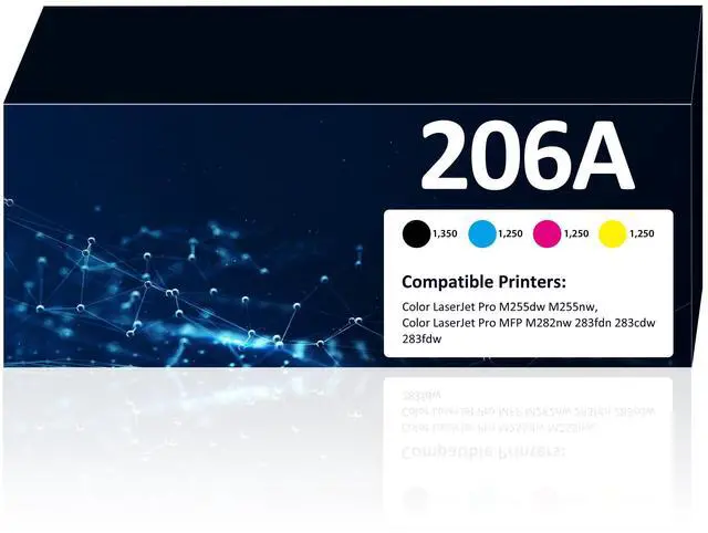 Main image of 206A Toner Cartridges 4 Pack for HP M283fdw M283cdw Toner Cartridges | Compatible for HP 206A 206X Set for HP Color Laserjet Pro MFP M283fdw M283cdw M255dw Printer(Black/Cyan/Yellow/Magenta)