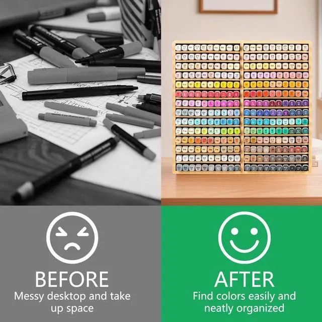 Alt view image 4 of 7 - Bamboo Marker Organizer Markers 280pcs Markers Pen Holder Art Supply Pencil Storage Organizer with 28 Compartments All-in-One Marker Storage for Office Home (Holds up to 280pcs Markers)