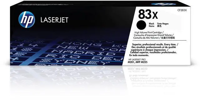 Main image of 83X Black High-Yield Toner Cartridge | Works LaserJet Pro M201, LaserJet Pro MFP M225 Series | CF283X