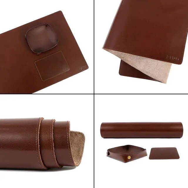Alt view image 7 of 7 - Leather Desk Pad Real Leather Desk Mat Thick (3mm) Double Layer (32x16) Cover Blotter Desk Protector Large Computer Mat for Keyboard Mouse Pad Table Laptop Mat Office Accessories - Chestnut