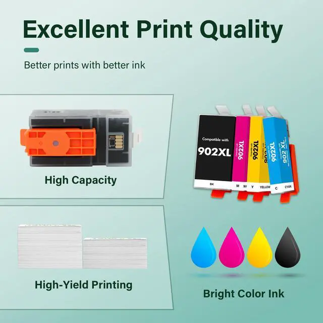 Alt view image 6 of 7 - 902XL 902 6978 Ink Cartridges Black and Color Combo Pack for HP Printers | Compatible for 902 XL for HP Printer OfficeJet Pro 6968 6970 6971 6974 6976 6979 6958 6962 6975 6960 6965