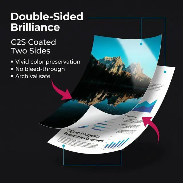Alt view image 3 of 7 - Glossy Business Paper 8.5x11 for Laser Printer, Double Sided C2S, Great for High-End Marketing, Brochures, Flyers, Maganizes, 40lb / 100lb Text, 148gsm, White, Smooth Glossy Coated Finish, 400 Sheets