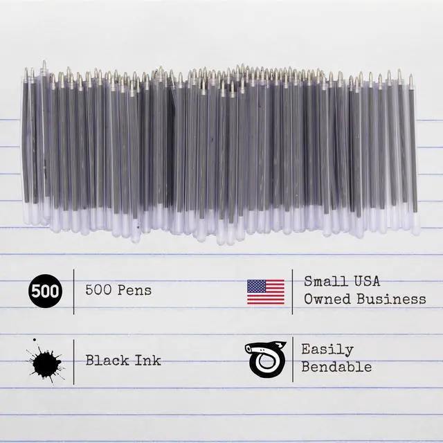 Alt view image 4 of 7 - Flexible Safety Pens 500 Pack of Pens For Mental Health, Mental Health Hospital, Jail, and Prison Super Bendable with Black Ink | 3.8 Inches Safe & Flexible for Hospitals (500)