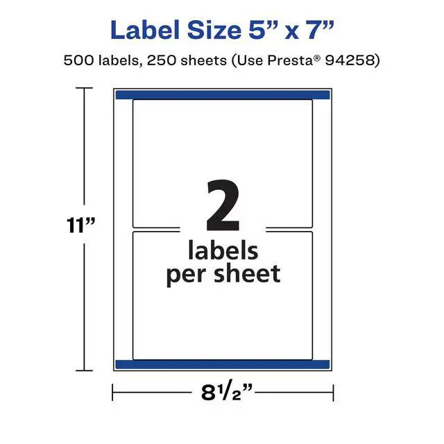 Alt view image 5 of 7 - ® Matte White Rectangle Labels, Sure Feed® Technology, 5" x 7", 500 Matte White Printable Labels