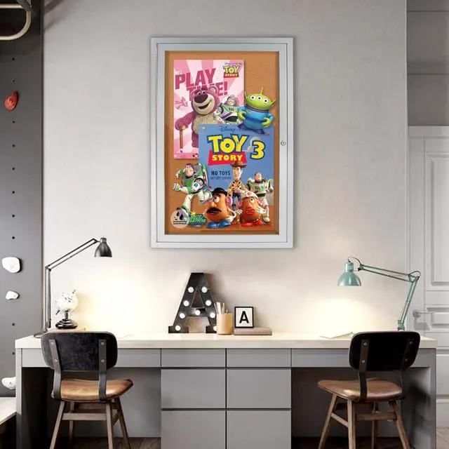 Alt view image 6 of 7 - Lockable Outdoor Bulletin Board Weatherproof, Enclosed Cork Board 36x24in | Glass Enclosed Bulletin Board with Locking Door,Notice Board,Aluminum Frame,For Apartment Entrance Church Business