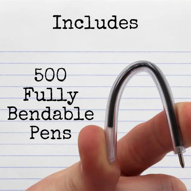 Alt view image 3 of 7 - Flexible Safety Pens 500 Pack of Pens For Mental Health, Mental Health Hospital, Jail, and Prison Super Bendable with Black Ink | 3.8 Inches Safe & Flexible for Hospitals (500)
