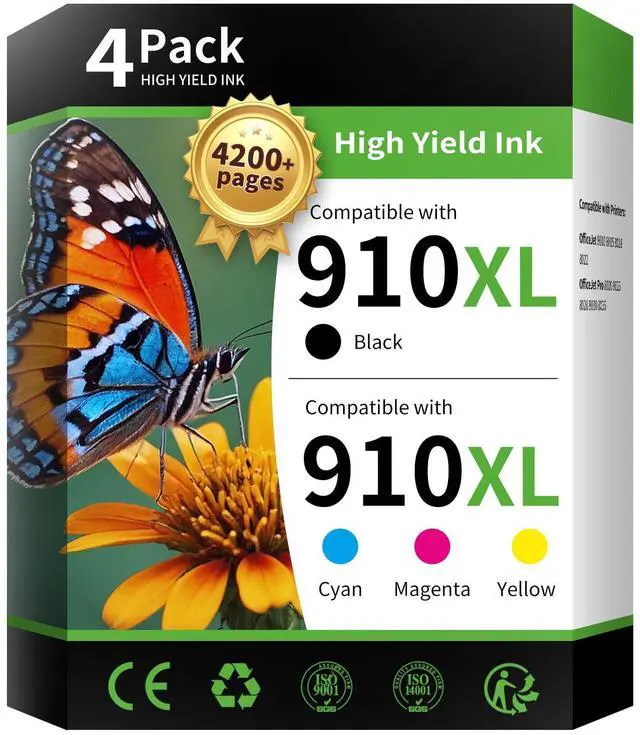 Main image of 910XL Ink Cartridges Combo Pack Replacement for HP 910XL (4 Pack) | Works with OfficeJet Pro 8020 8025 8028 8030 8035 8010 8015 8018 8022 Printer.BCMY set. 4,200 pages